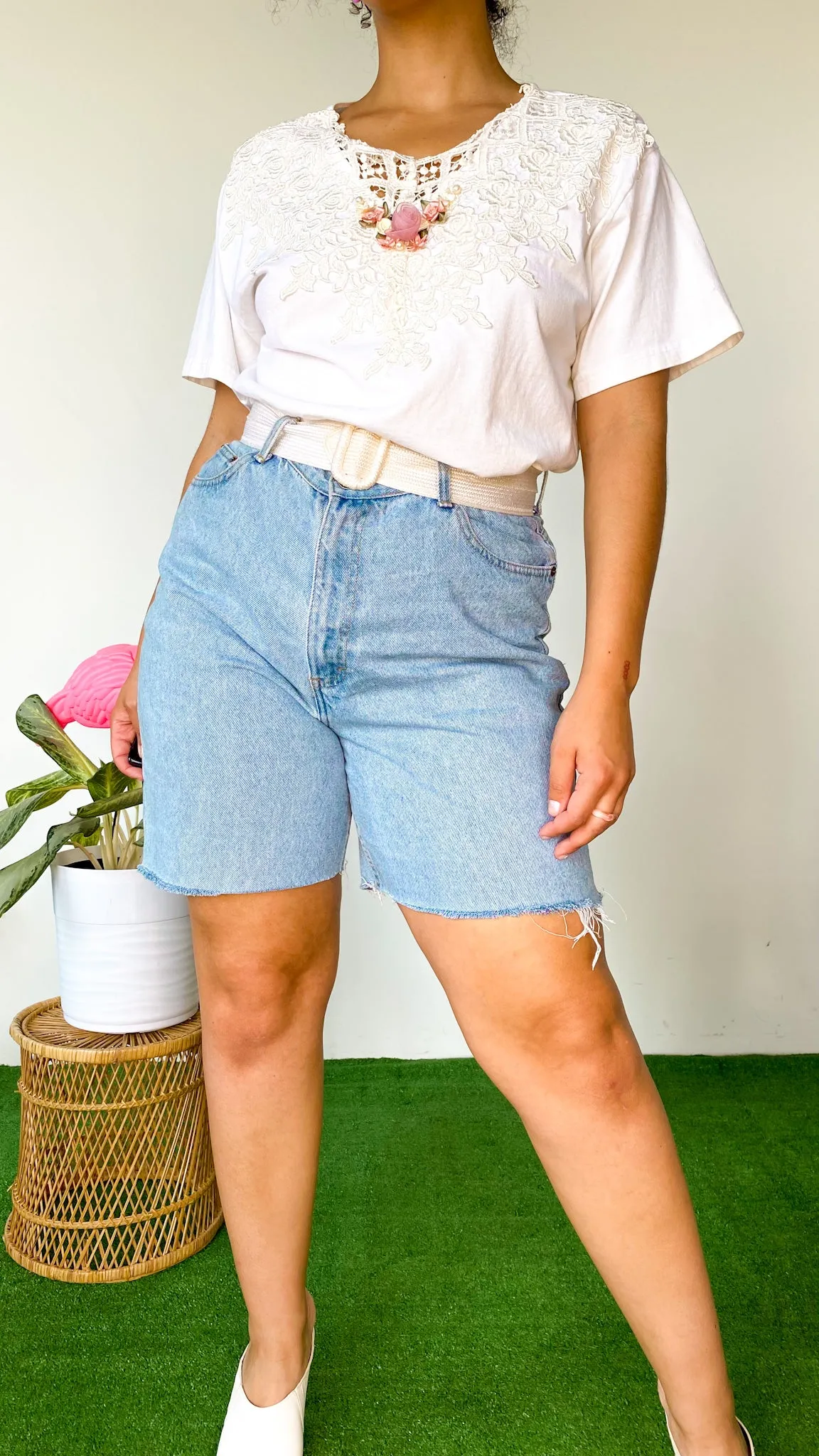 1980s Chalet Lace Top Tee, sz. XL