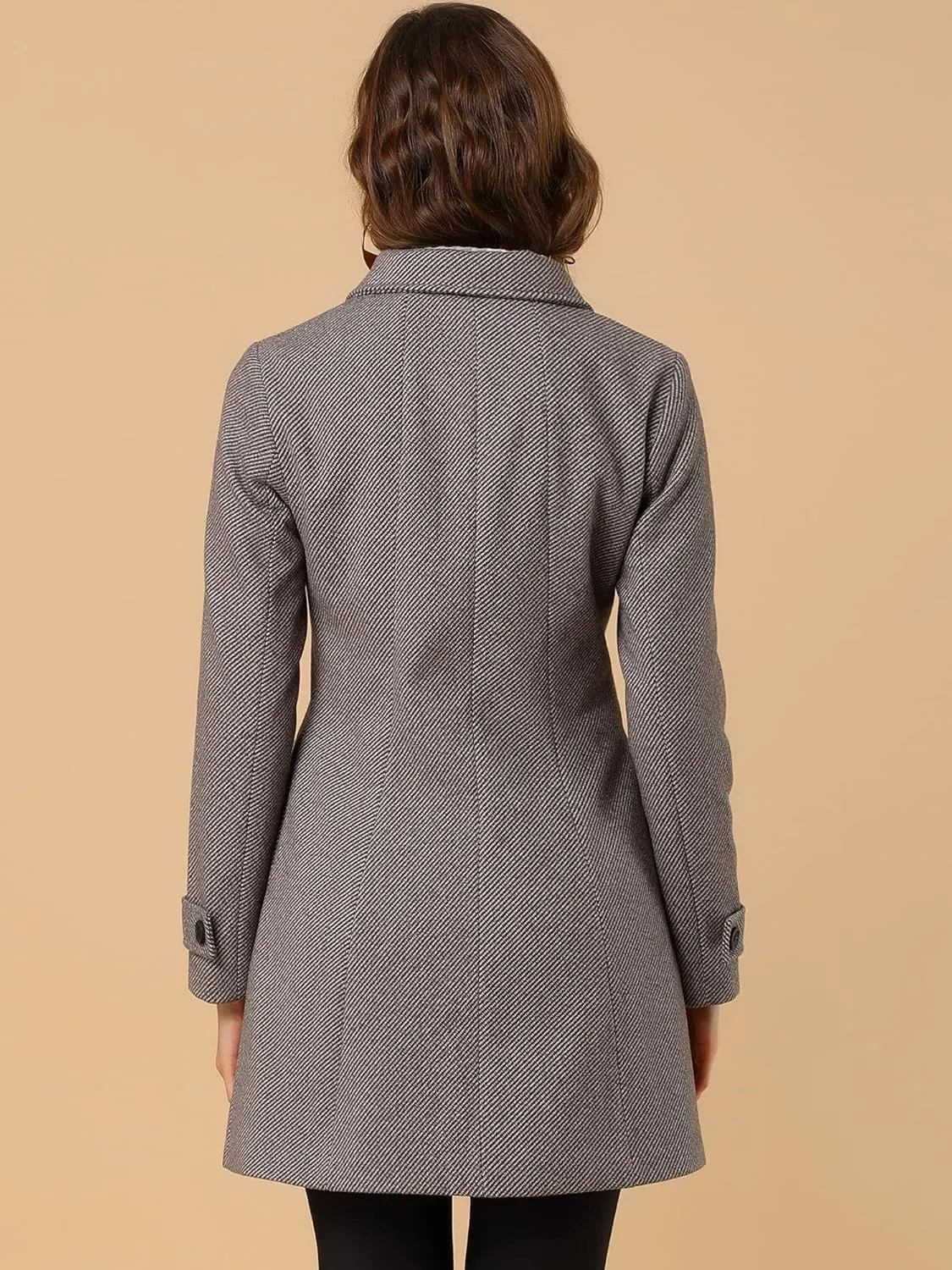 Allegra K Women's Peter Pan Collar Overcoat Single Breasted Pockets Winter Long Coat