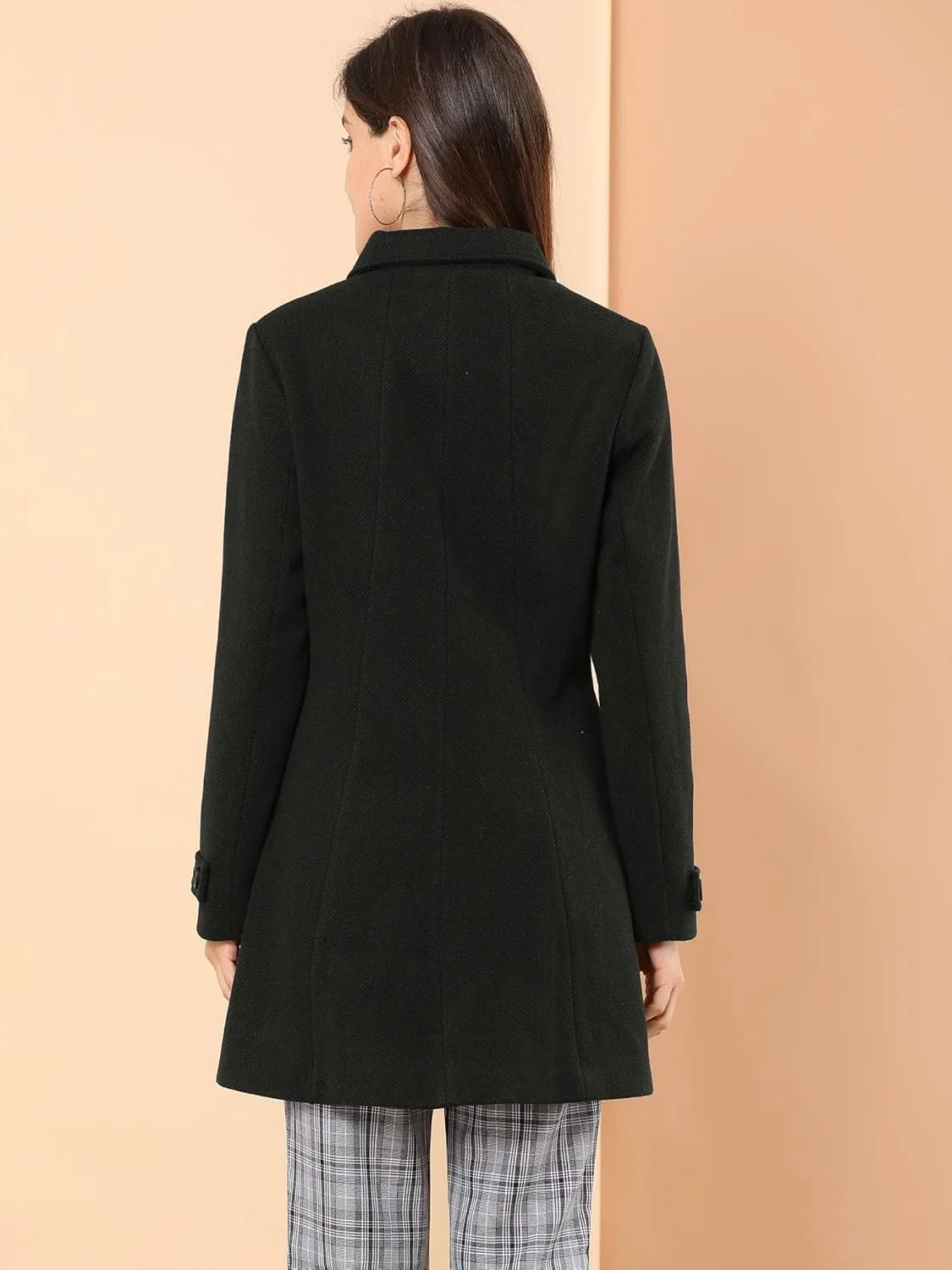 Allegra K Women's Peter Pan Collar Overcoat Single Breasted Pockets Winter Long Coat