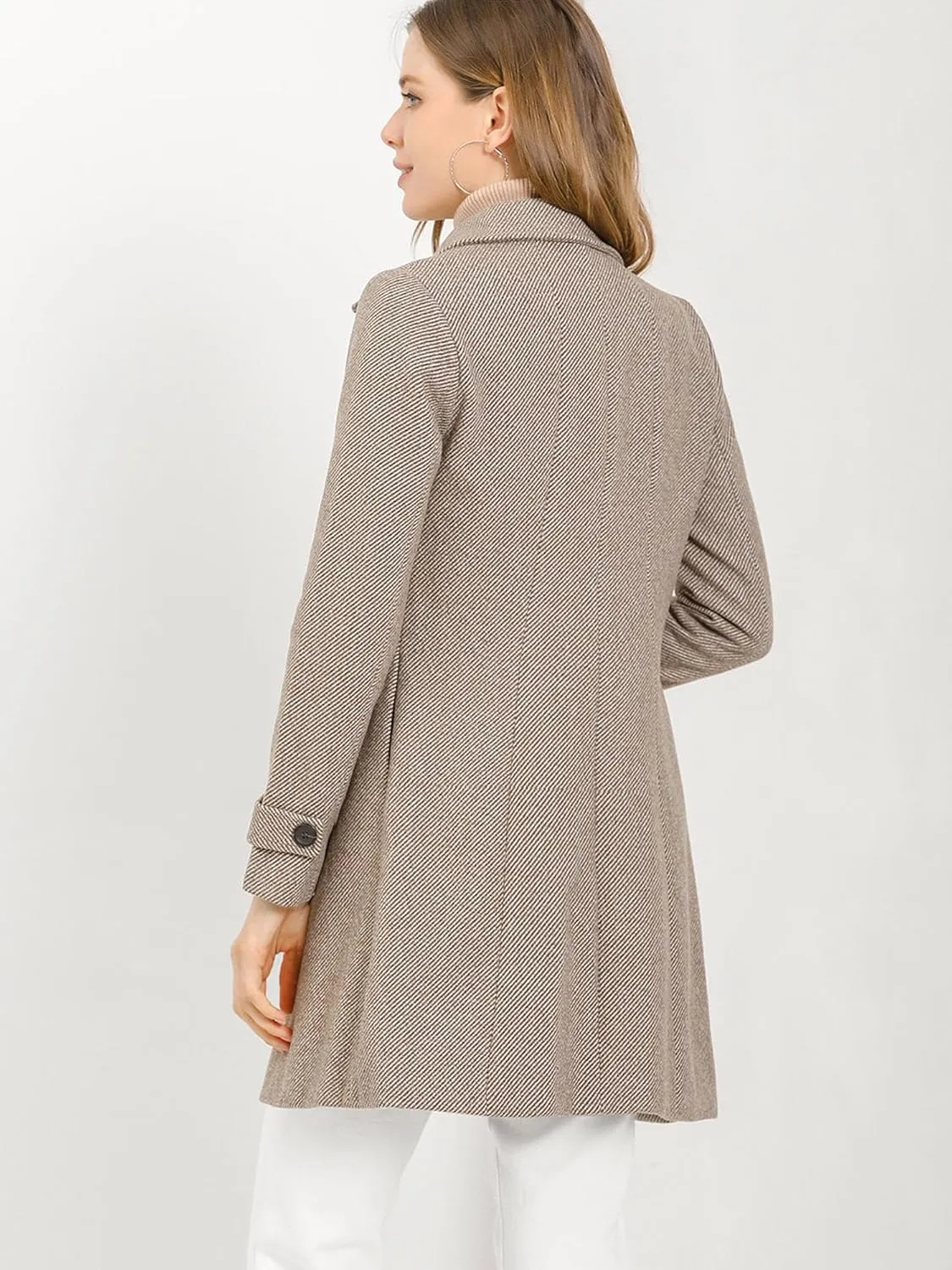 Allegra K Women's Peter Pan Collar Overcoat Single Breasted Pockets Winter Long Coat