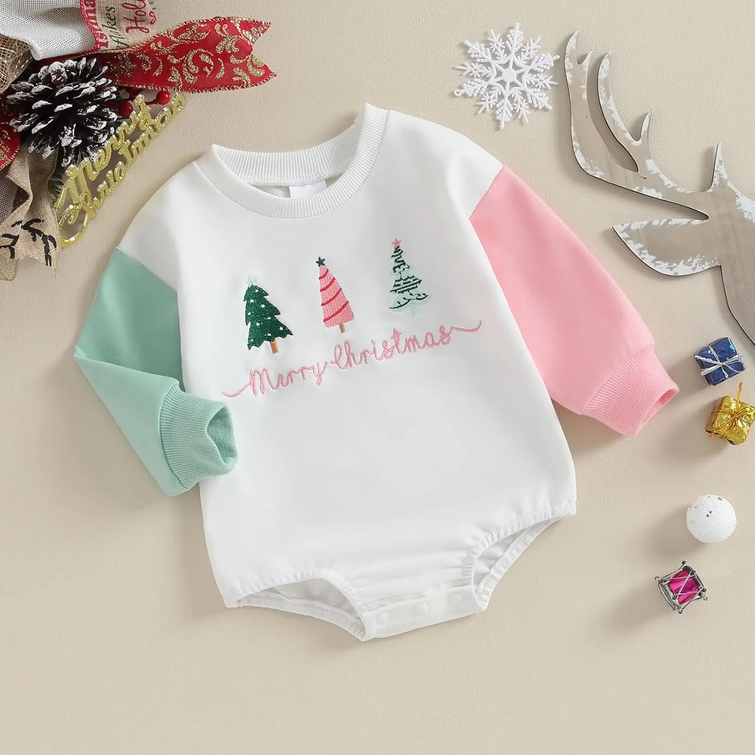 Baby Girl Boy Christmas Outfit My First Christmas Sweater Sweatshirt Shirt Bubble Romper Onesie Santa Clothes