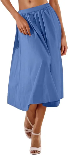 Casual Maxi Skirt for Women Summer Boho Elastic High Waist A-Line Dress Flowy Ruffle Swing Tiered Long Beach Skirt