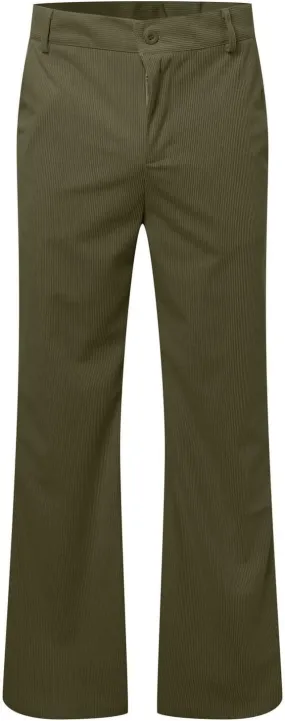 Corduroy Flare Suit Pants for Men Vintage Casual Straight Leg Pants Elastic Waist Baggy Work Trousers with Pockets