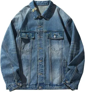 Distressed Collar Denim Jacket Unisex Vintage Street Coat