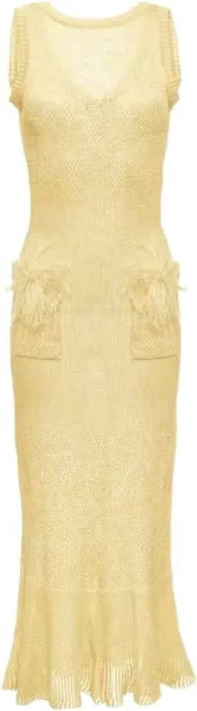 GUOYUXIAO Women's Dress Knitte Round Neck Sleeveless Long Dress