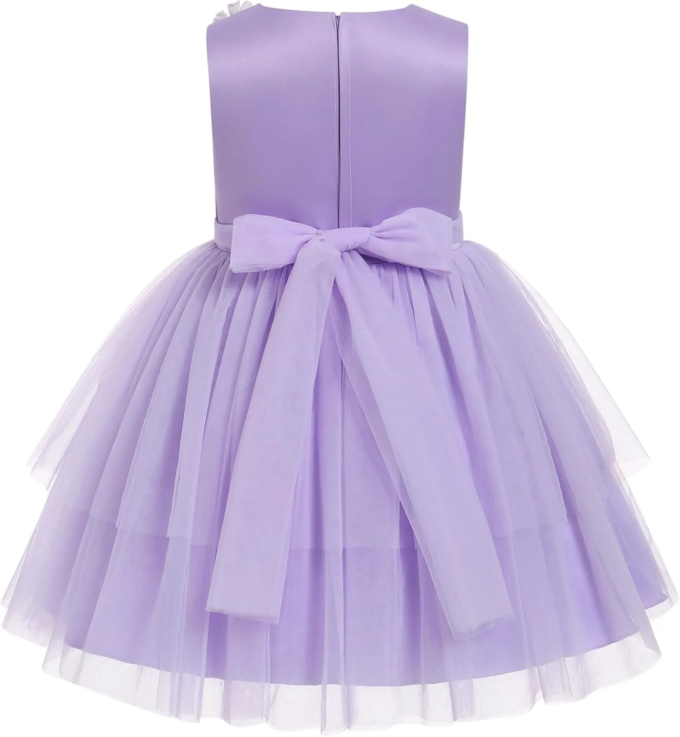 IBTOM CASTLE Toddler Flower Girl Dress Sleevelss 3D Flowers Tiered Tulle Tutu Dress Kids Princess Formal Birthday Party Dress