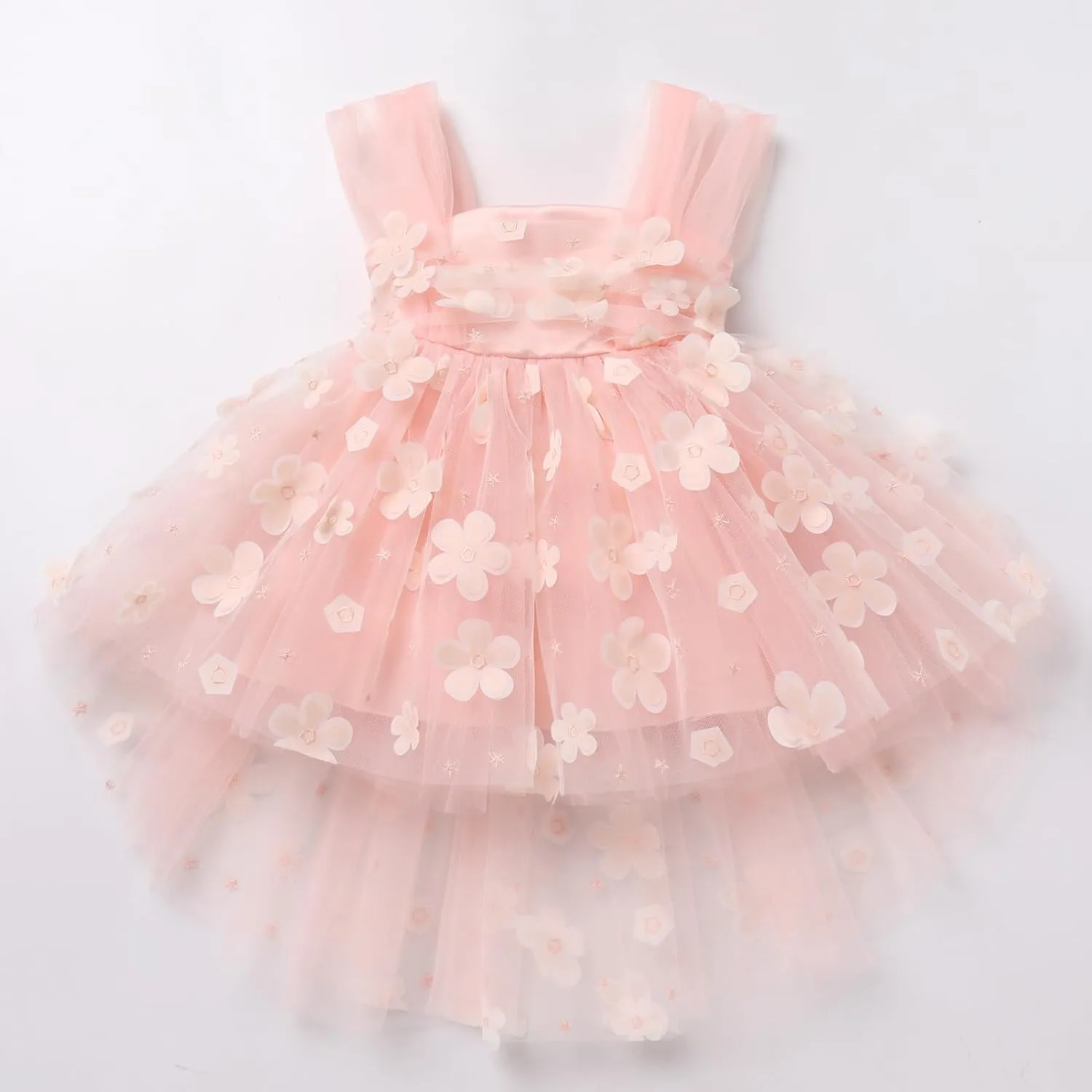 IMEKIS Toddler Girls Flower Dress High Low Tulle Formal Wedding Party Easter Dresses Birthday Cake Smash Photo Shoot