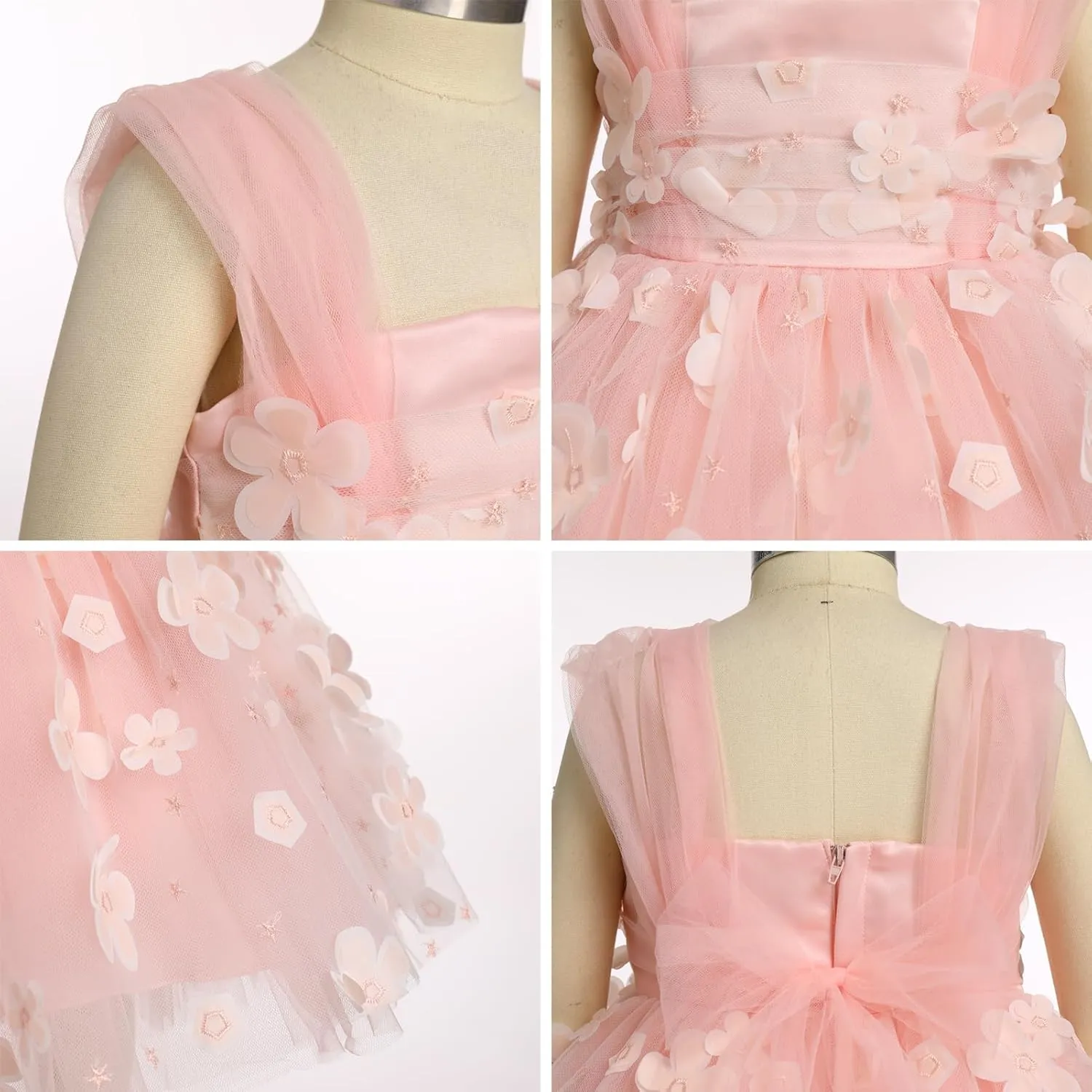 IMEKIS Toddler Girls Flower Dress High Low Tulle Formal Wedding Party Easter Dresses Birthday Cake Smash Photo Shoot