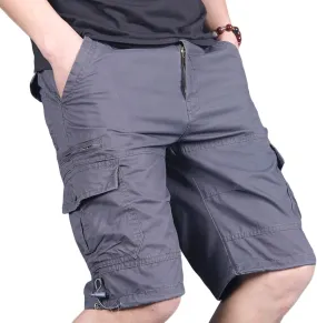 JEsilunmaMY Men's Elastic Waist Casual Cargo Shorts Multi-Pockets Summer Beach Shorts Relaxed Fit Working Cotton Shorts