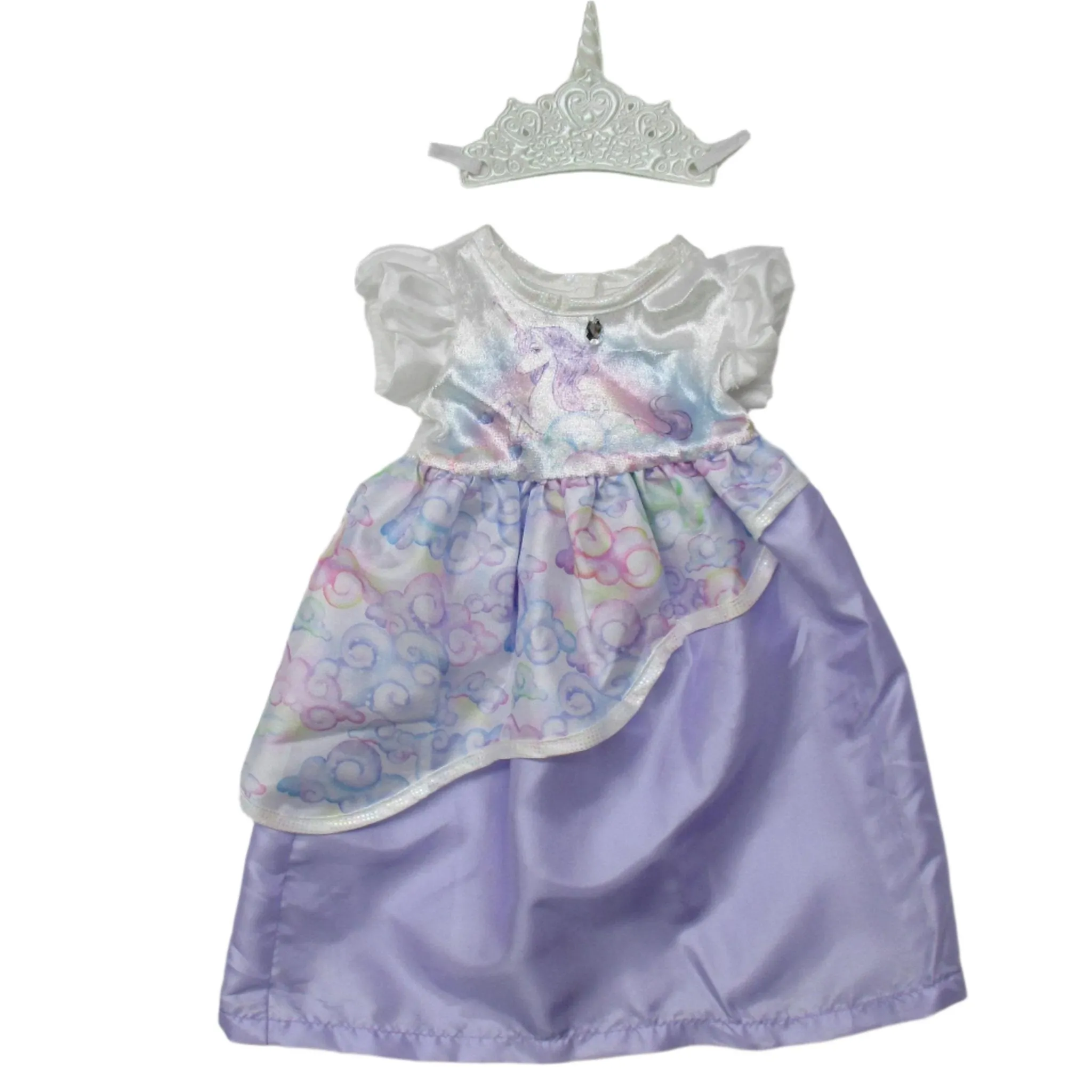 Lil Doll Dress Unicorn Princess w/Soft Crown Fits 16-20"