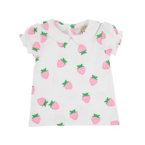 Maude's Peter Pan Collar Shirt & Onesie (Short Sleeve Pima) - Sanibel Strawberry