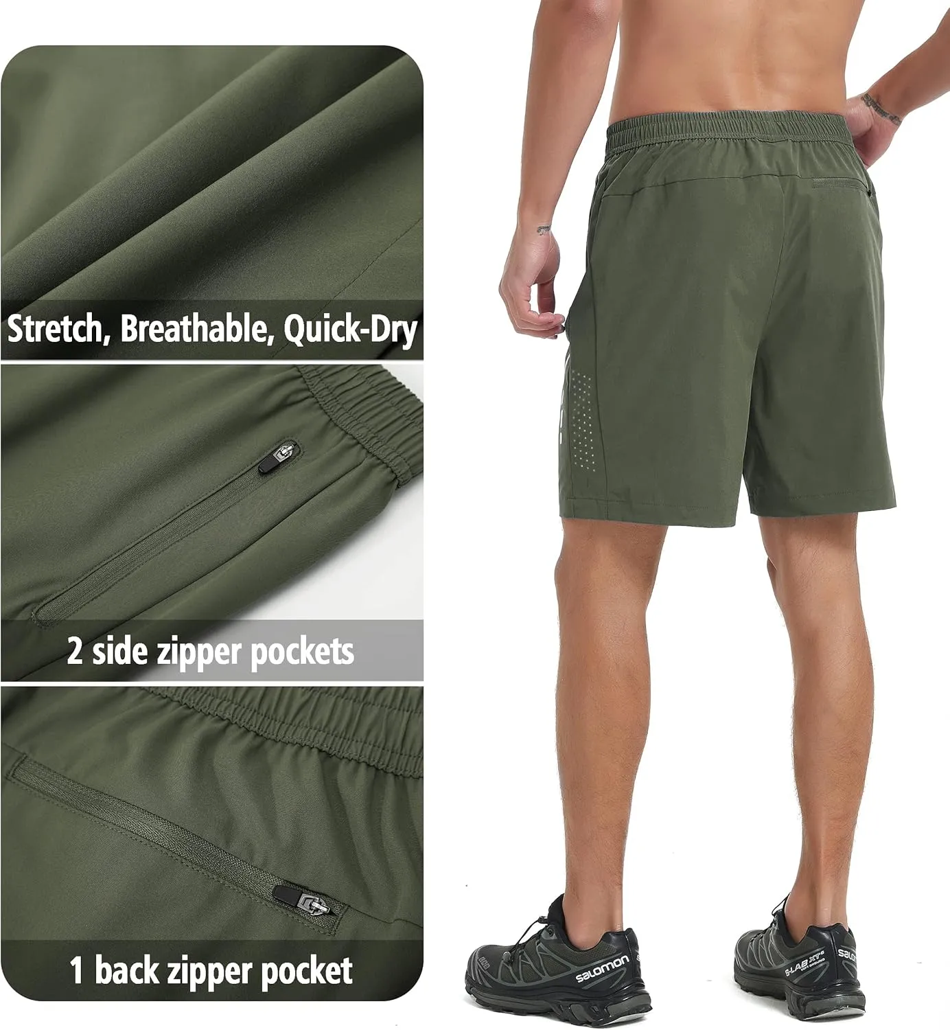 Men's Athletic Running Shorts Quick Dry Workout Gym Shorts 7" Lightweight Sports Active Training Tennis Hiking Shorts