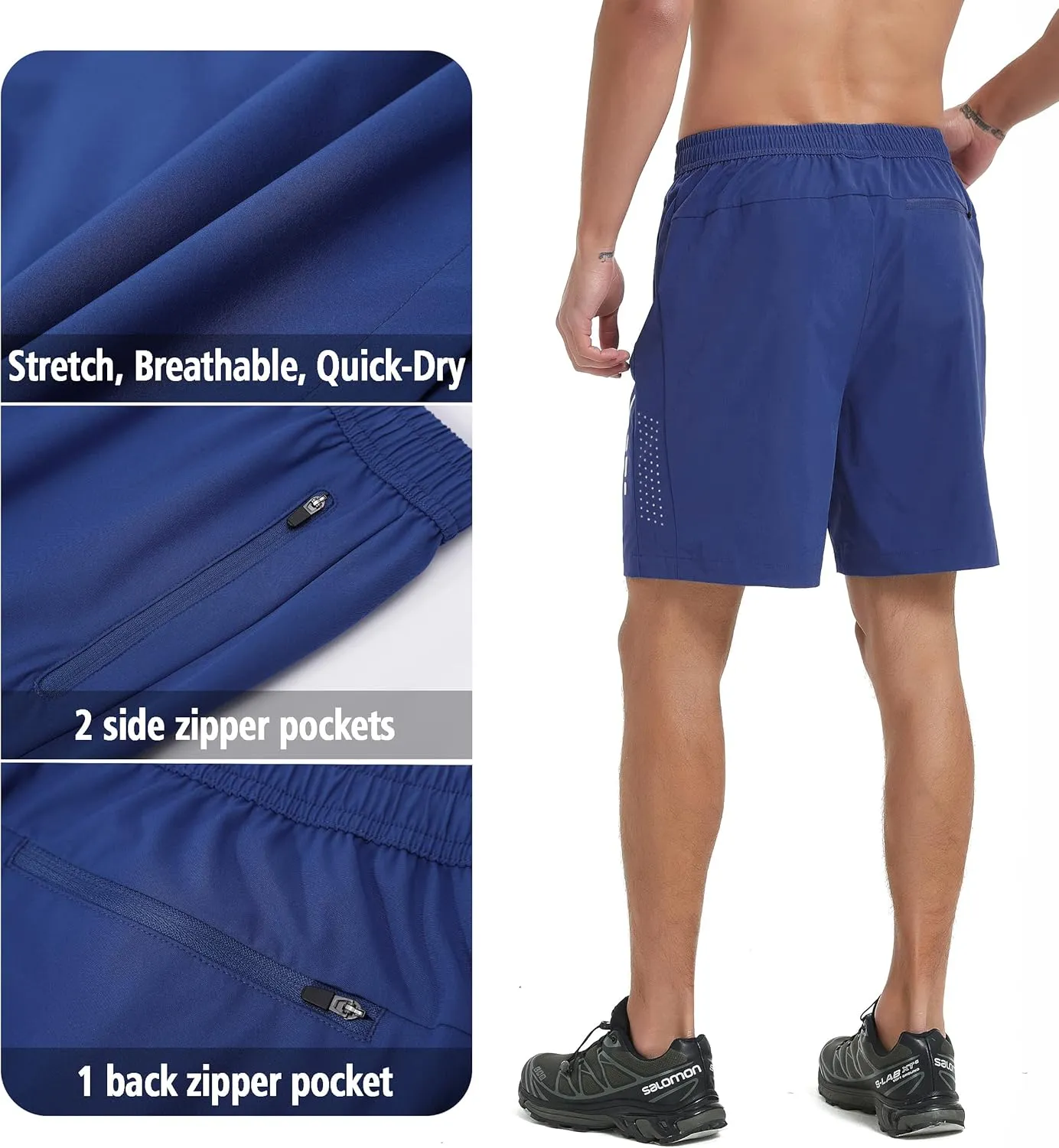 Men's Athletic Running Shorts Quick Dry Workout Gym Shorts 7" Lightweight Sports Active Training Tennis Hiking Shorts