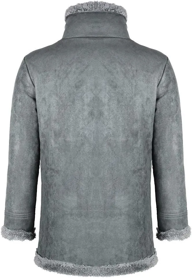 RTRDE Men's Coats Trench Coat Sherpa Fleece Lined Pea Coat Winter Warm Long Jacket Coats, M-3XL