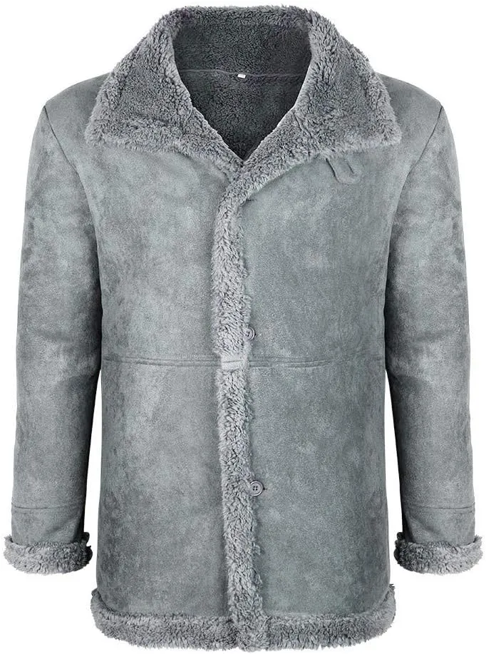 RTRDE Men's Coats Trench Coat Sherpa Fleece Lined Pea Coat Winter Warm Long Jacket Coats, M-3XL