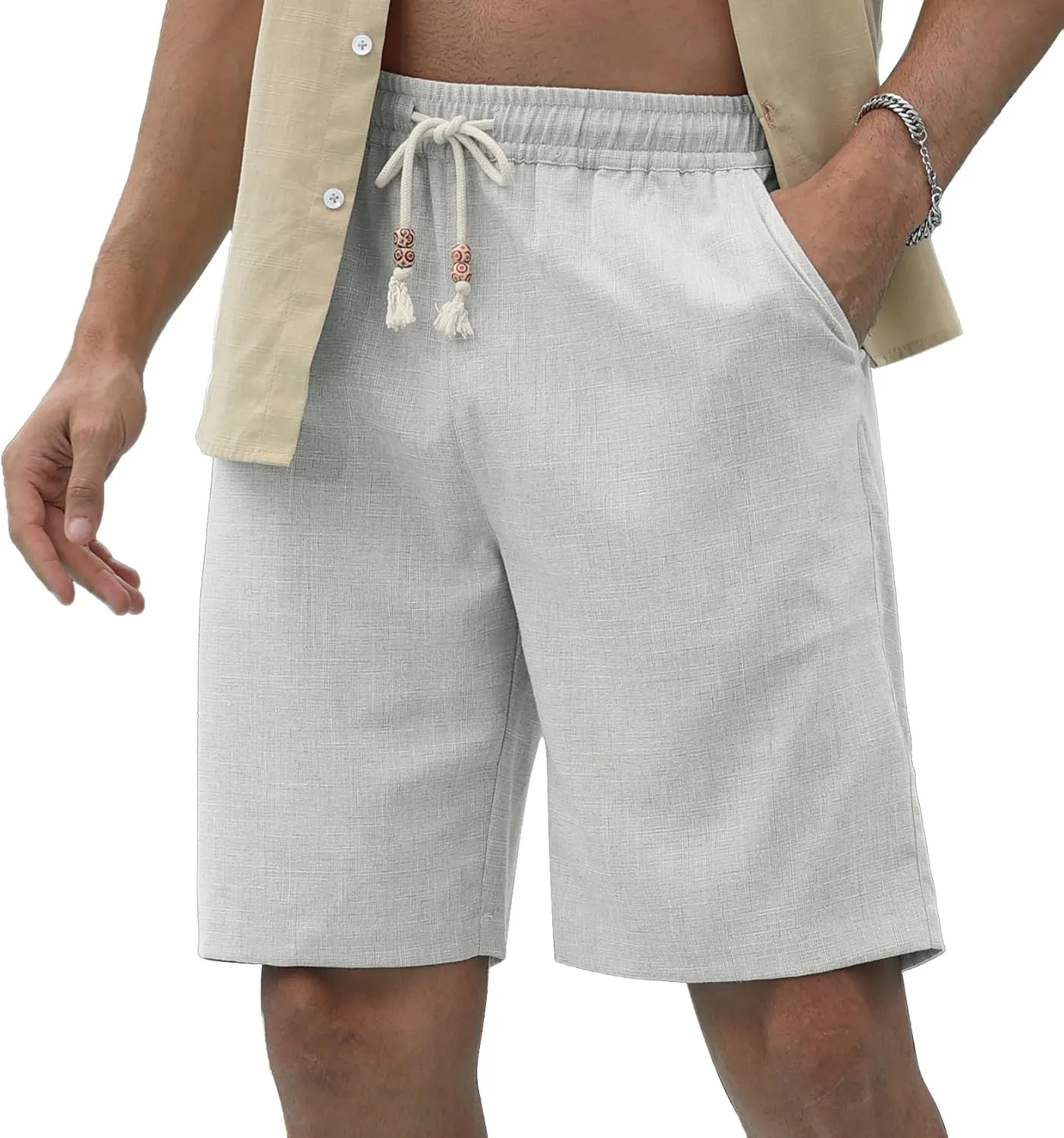 Sailwind Mens Linen Shorts Casual Drawstring Summer Beach Shorts