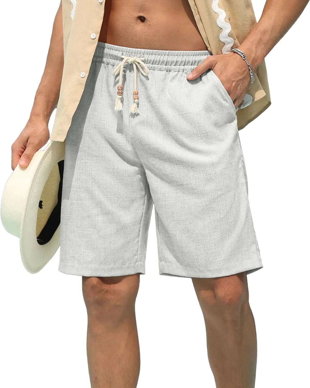 Sailwind Mens Linen Shorts Casual Drawstring Summer Beach Shorts