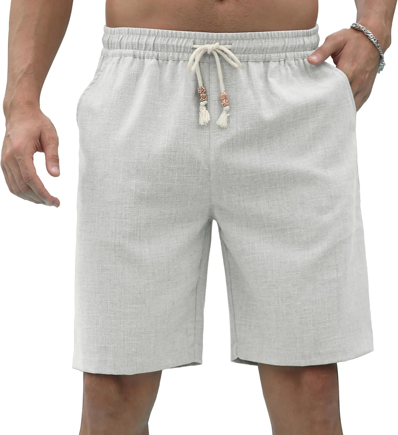 Sailwind Mens Linen Shorts Casual Drawstring Summer Beach Shorts