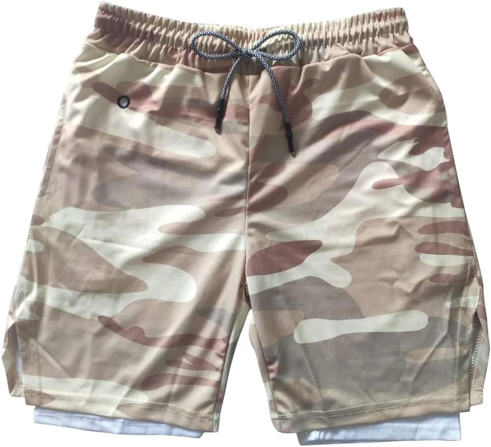 sandbank Men's 2 in 1 Sports Shorts Lightweight Running Shorts Quick Dry Workout Shorts Training Gym Shorts with Phone Pocket