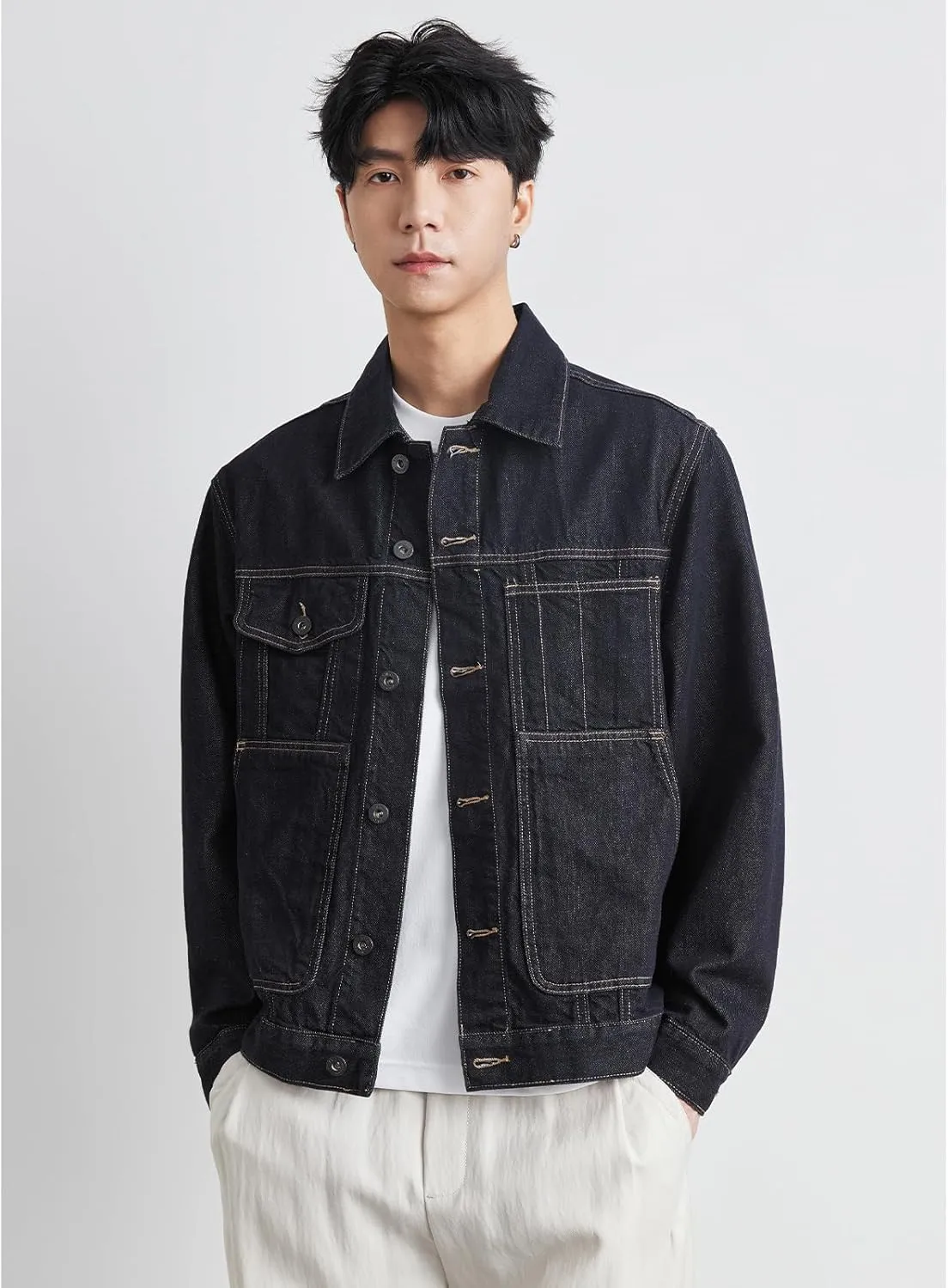 Slim Fit Denim Jacket Men's Korean Style Autumn Coat
