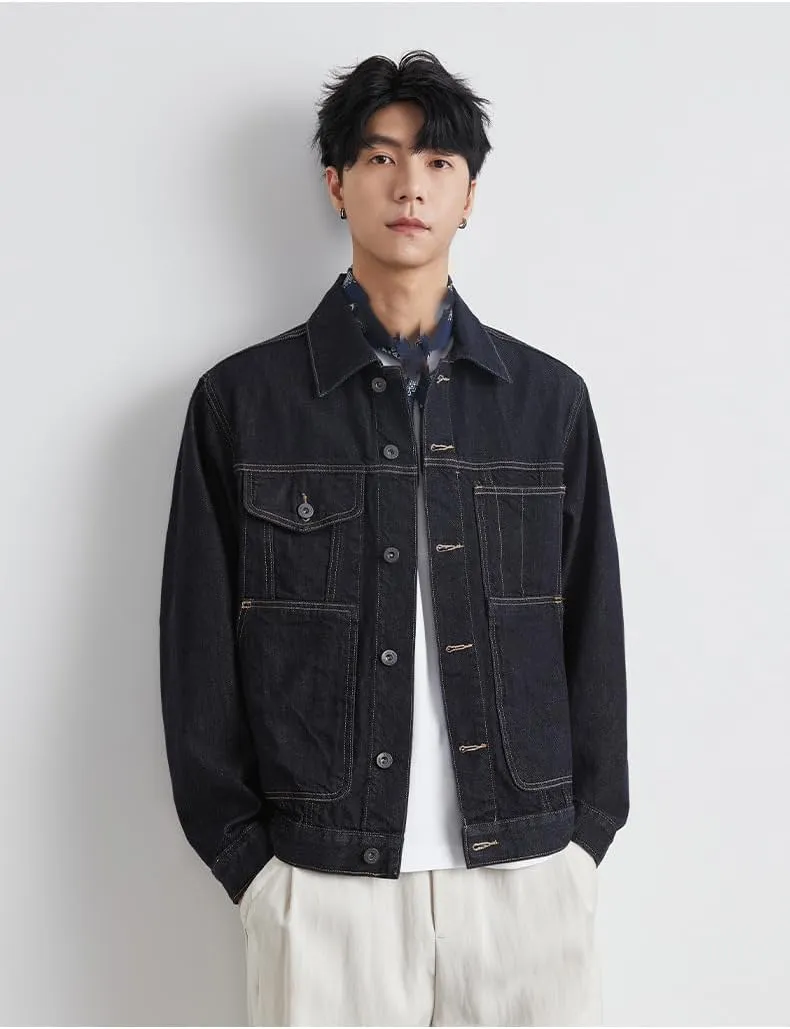 Slim Fit Denim Jacket Men's Korean Style Autumn Coat