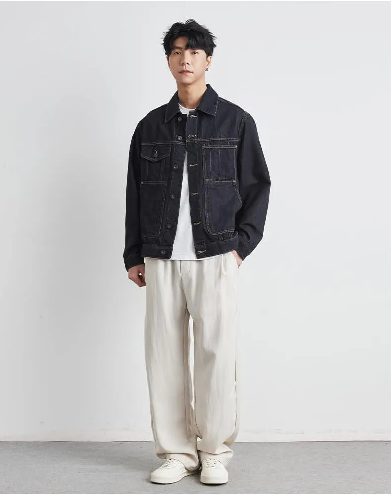 Slim Fit Denim Jacket Men's Korean Style Autumn Coat