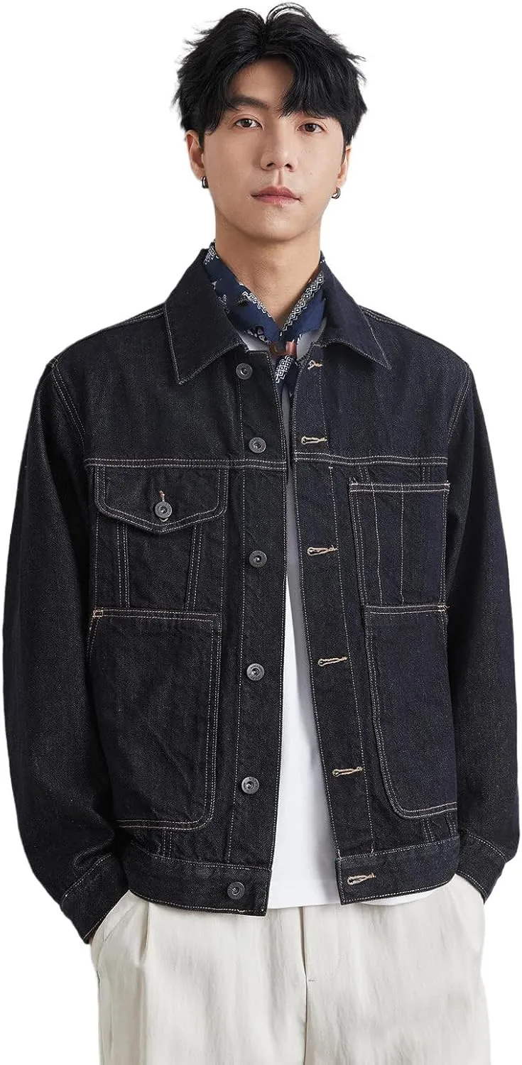 Slim Fit Denim Jacket Men's Korean Style Autumn Coat