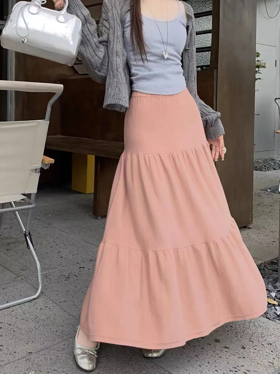 Wenkouban guys in skirts Elegant Gentle Style Cake Skirt Women's Autumn and Winter Solid Color Slimming Large Swing Umbrella Skirt Casual Dress
