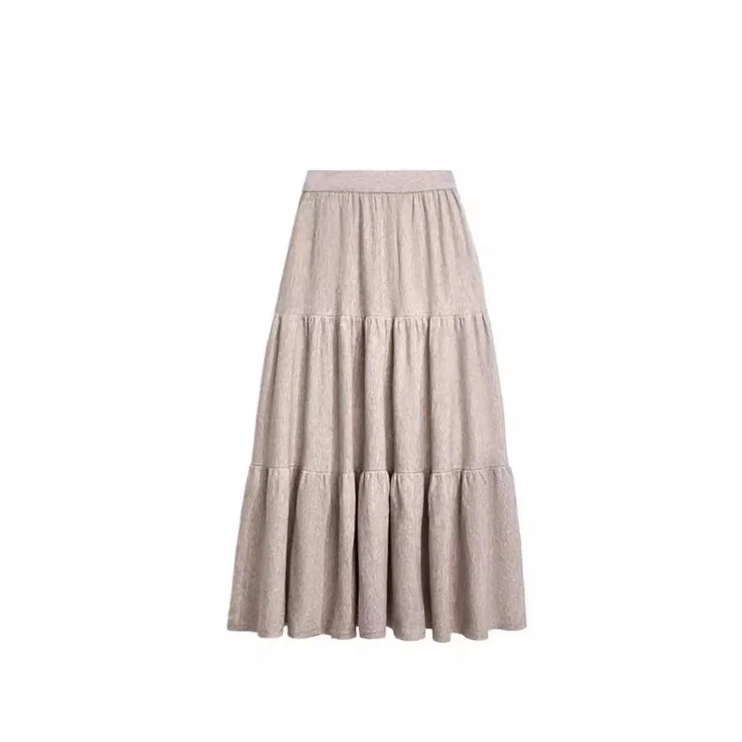 Wenkouban guys in skirts Elegant Gentle Style Cake Skirt Women's Autumn and Winter Solid Color Slimming Large Swing Umbrella Skirt Casual Dress