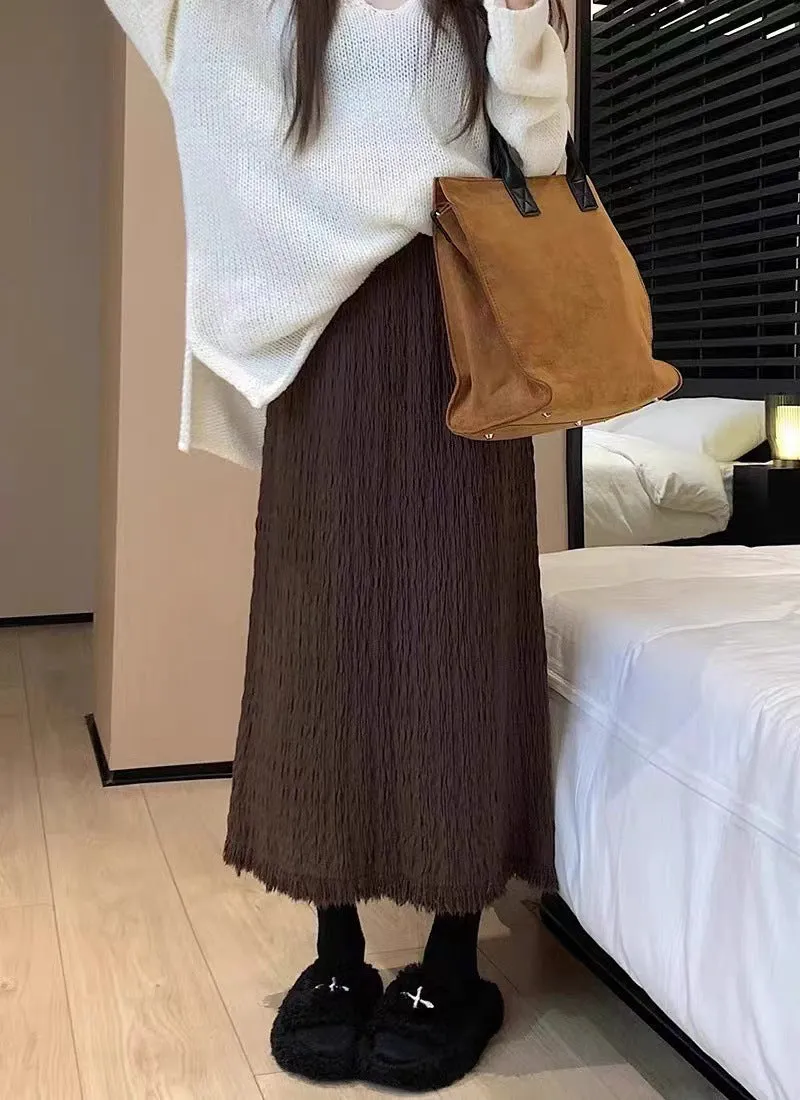 Wenkouban guys in skirts Elegant Gentle Style Cake Skirt Women's Autumn and Winter Solid Color Slimming Large Swing Umbrella Skirt Casual Dress
