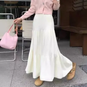 Wenkouban guys in skirts Elegant Gentle Style Cake Skirt Women's Autumn and Winter Solid Color Slimming Large Swing Umbrella Skirt Casual Dress