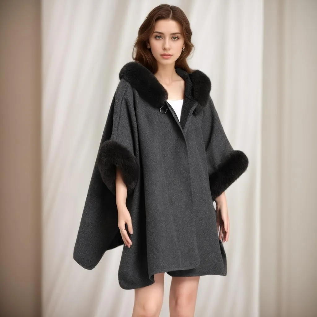 Women's Cardigan Shawl Cape Cloak Winter Warm Hoodie Cardigan Coat