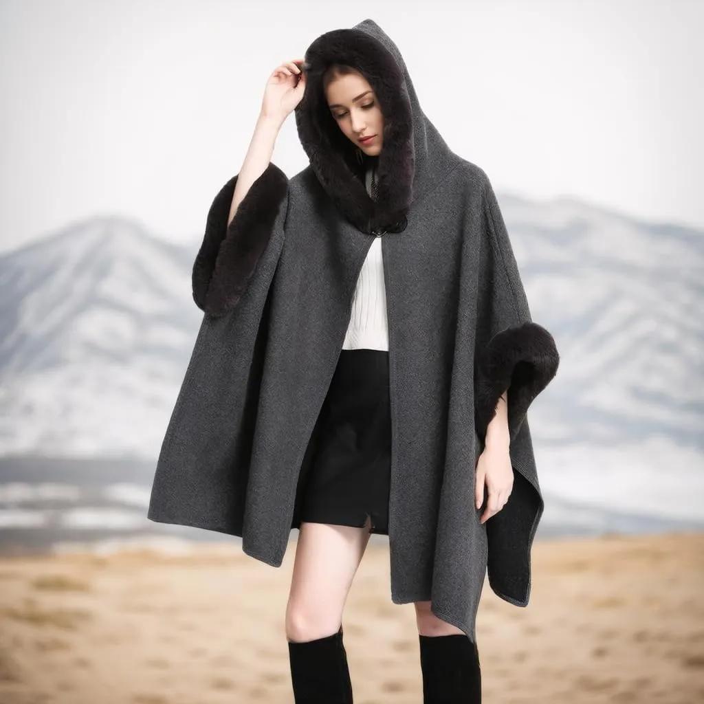 Women's Cardigan Shawl Cape Cloak Winter Warm Hoodie Cardigan Coat