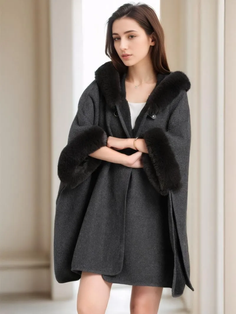 Women's Cardigan Shawl Cape Cloak Winter Warm Hoodie Cardigan Coat