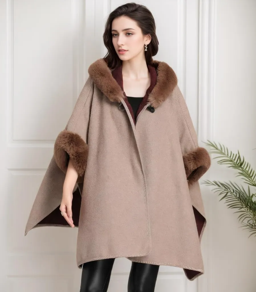 Women's Cardigan Shawl Cape Cloak Winter Warm Hoodie Cardigan Coat