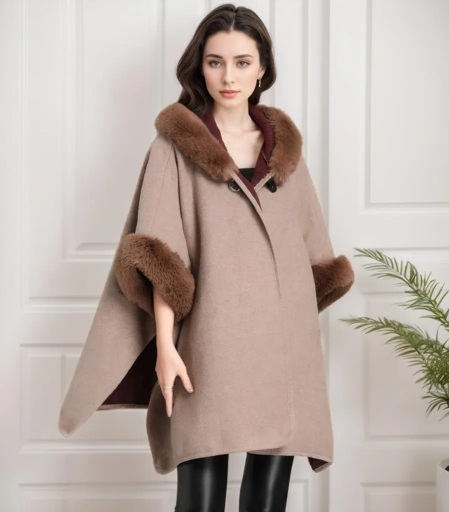 Women's Cardigan Shawl Cape Cloak Winter Warm Hoodie Cardigan Coat