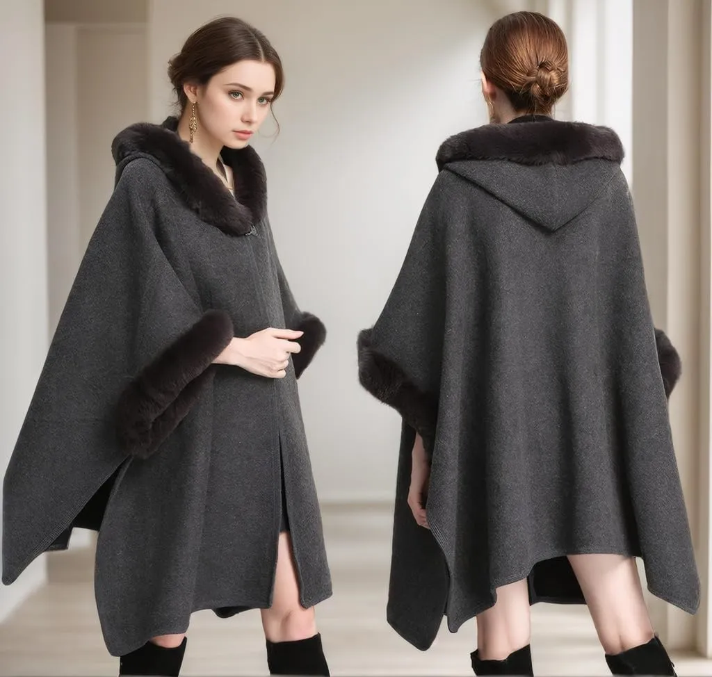 Women's Cardigan Shawl Cape Cloak Winter Warm Hoodie Cardigan Coat