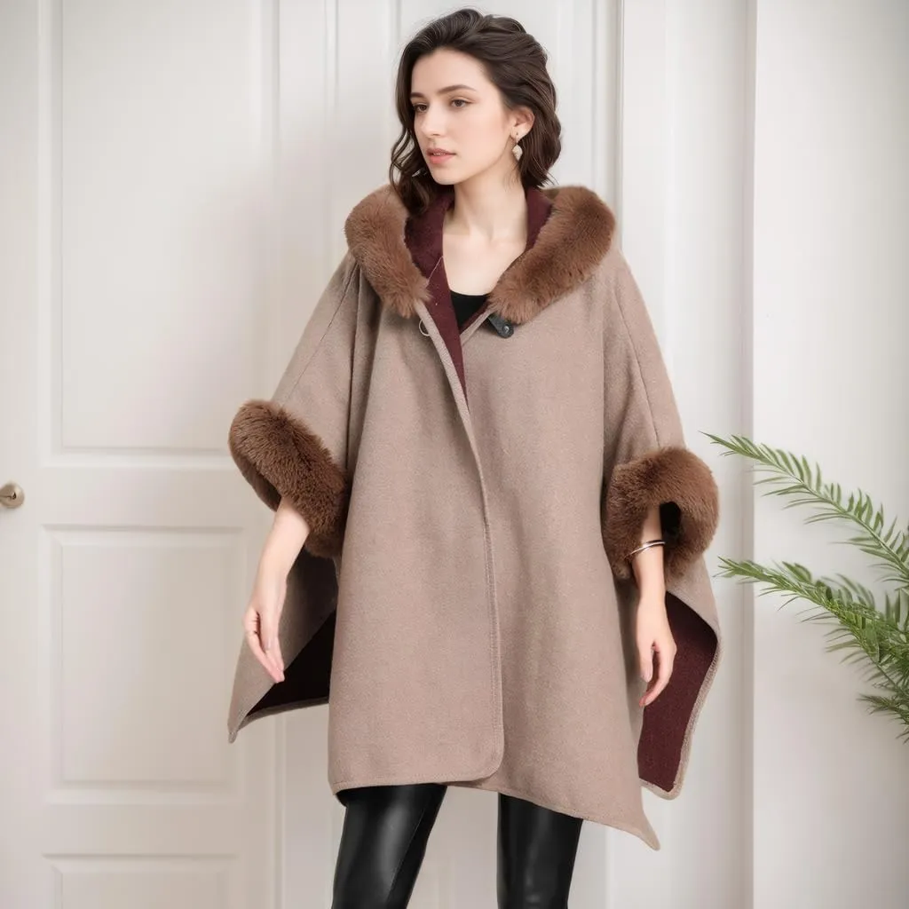 Women's Cardigan Shawl Cape Cloak Winter Warm Hoodie Cardigan Coat