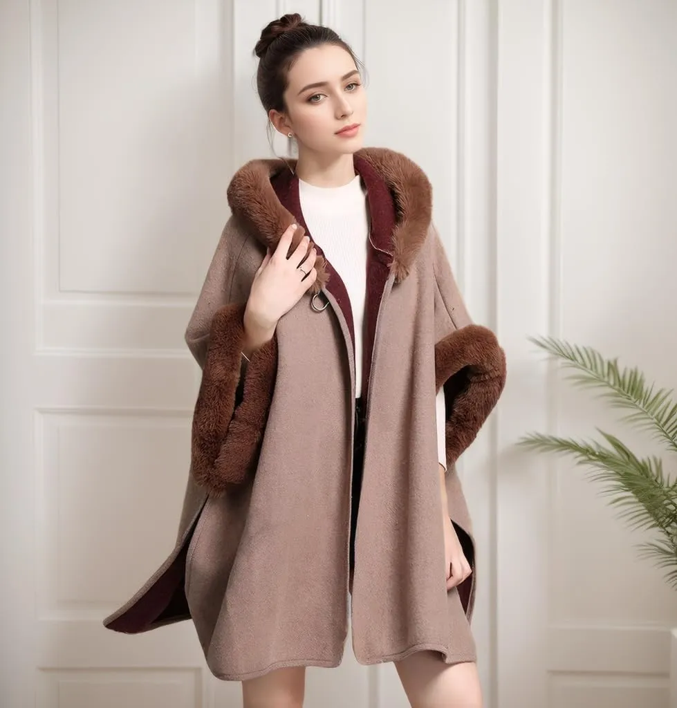 Women's Cardigan Shawl Cape Cloak Winter Warm Hoodie Cardigan Coat