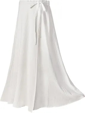 Womens Linen Skirt Elastic Waist A-Line Maxi Skirt with Pockets