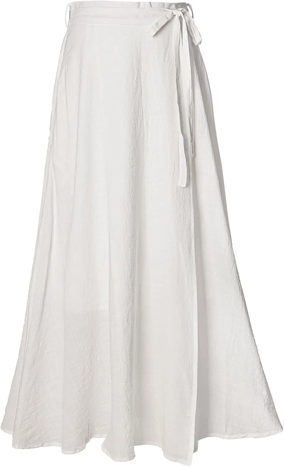 Womens Linen Skirt Elastic Waist A-Line Maxi Skirt with Pockets