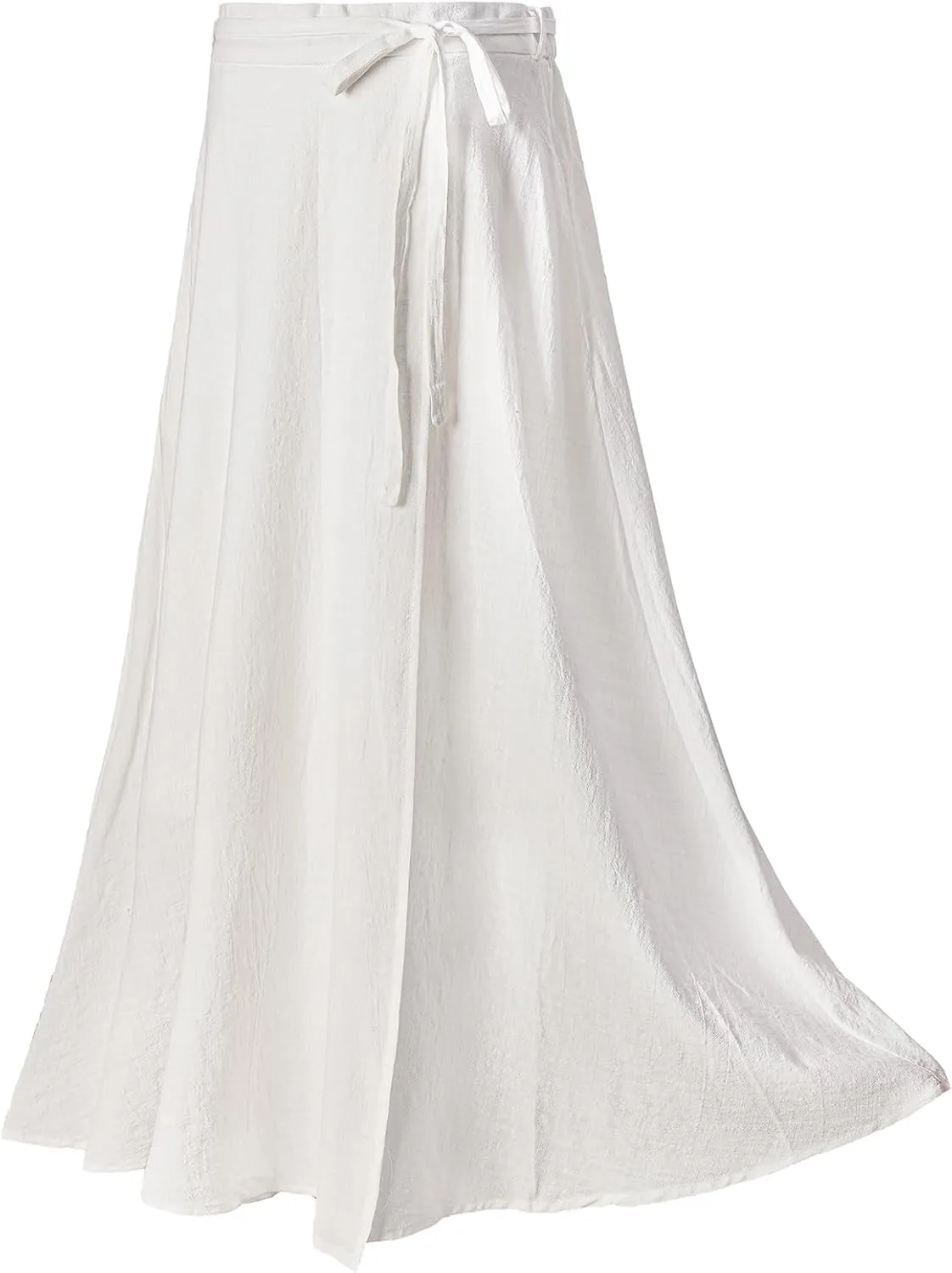 Womens Linen Skirt Elastic Waist A-Line Maxi Skirt with Pockets