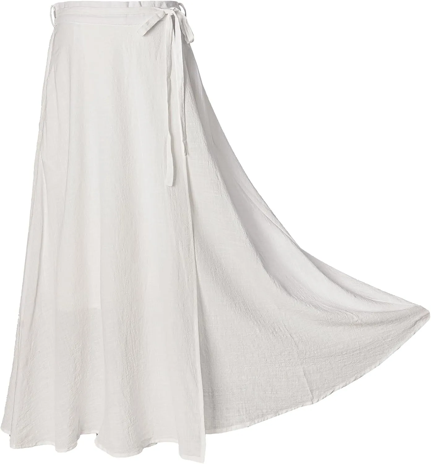 Womens Linen Skirt Elastic Waist A-Line Maxi Skirt with Pockets