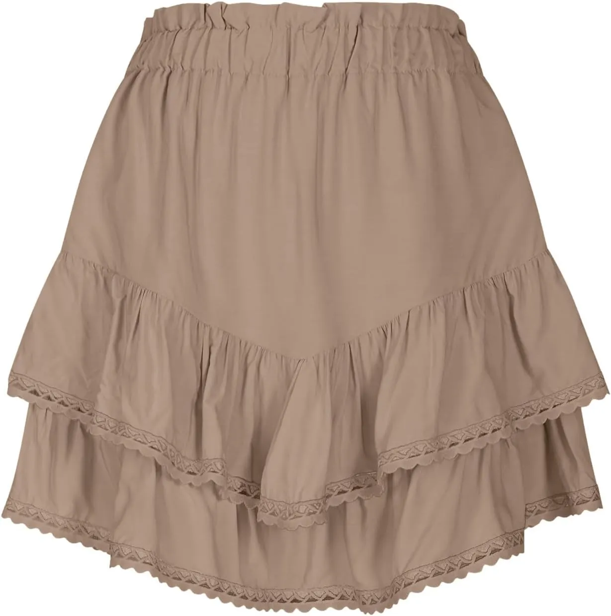 Women's Summer Boho Trendy Pleated Layered Sexy Short Skirt Casual Elastic High Waist Solid Color A Line Mini Skirts