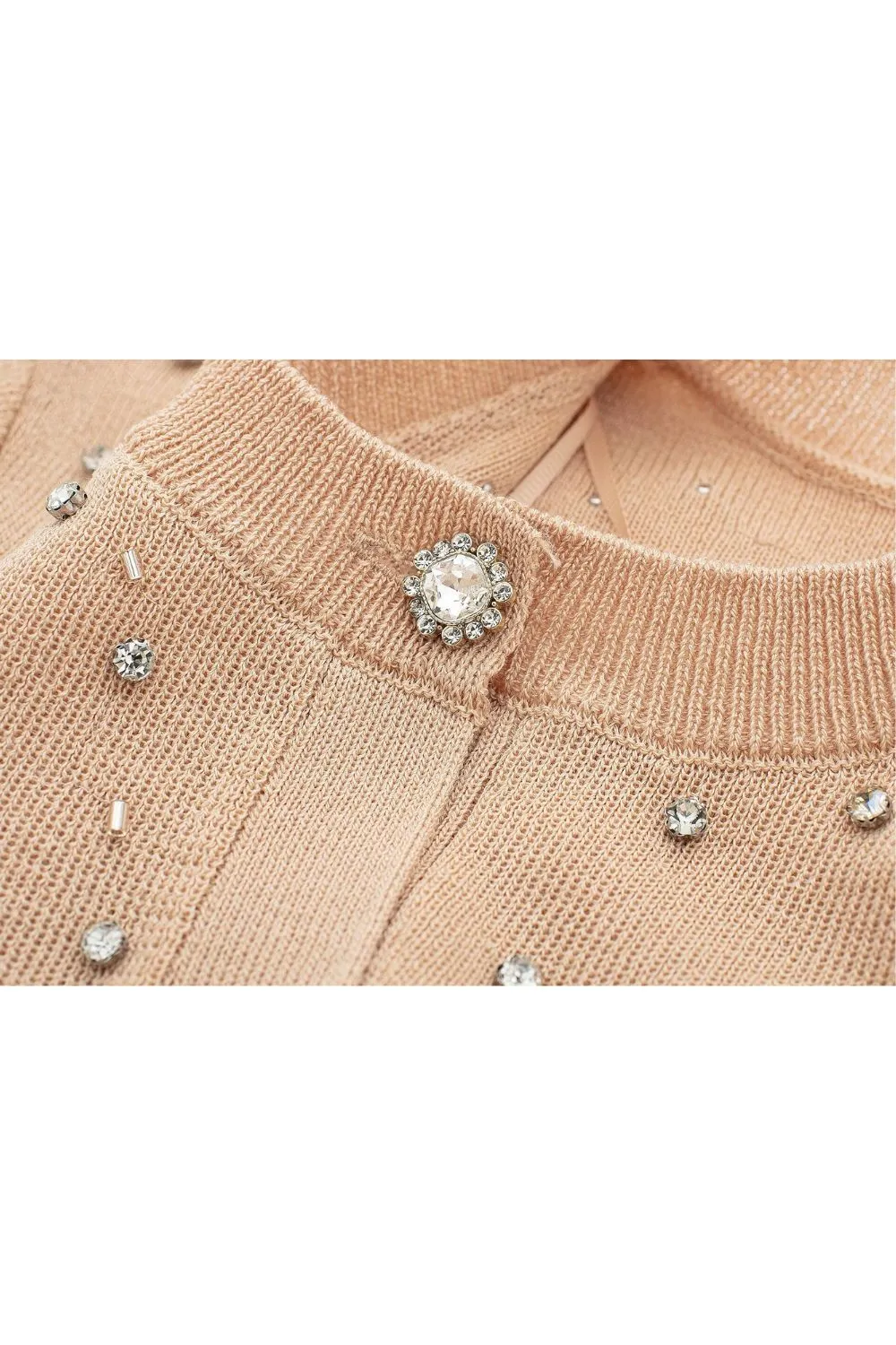 ‘Yuliya’ Elegant Diamante  Knit Long Sleeve Cardigan